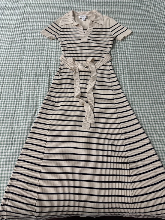 Rachel Zoe Dresses & Skirts - Rachel Zoe Cream & Black Striped Polo Maxi Dress